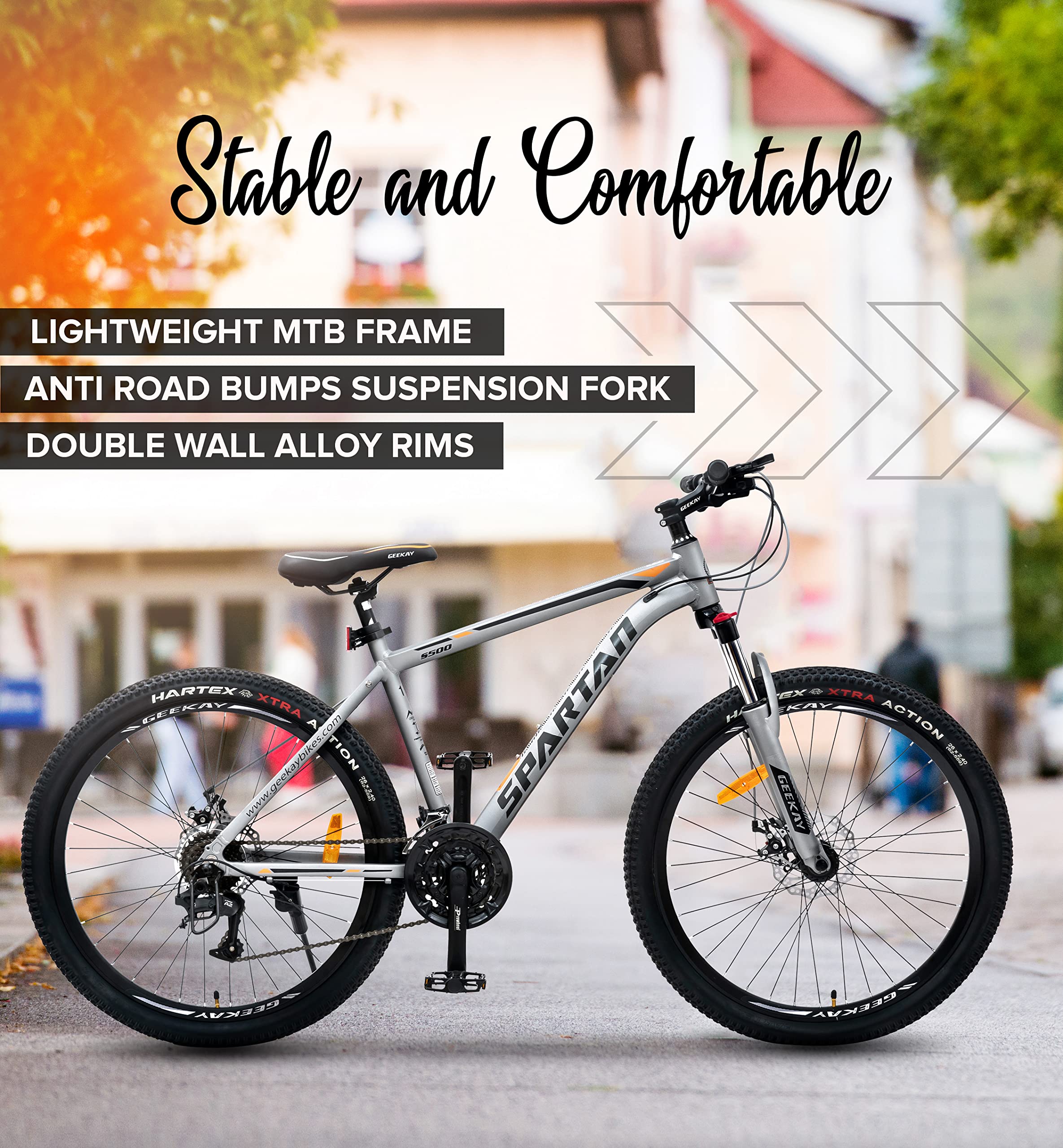 Geekay Unisex Spartan 21 Speed Gear MTB with Alloy Suspension Fork